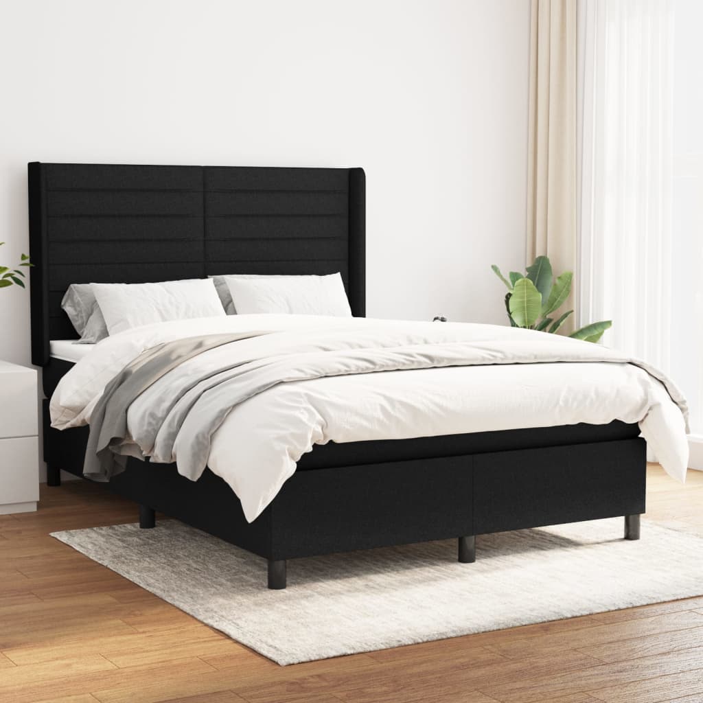 Boxspringbett Mit Matratze Stoff Schwarz