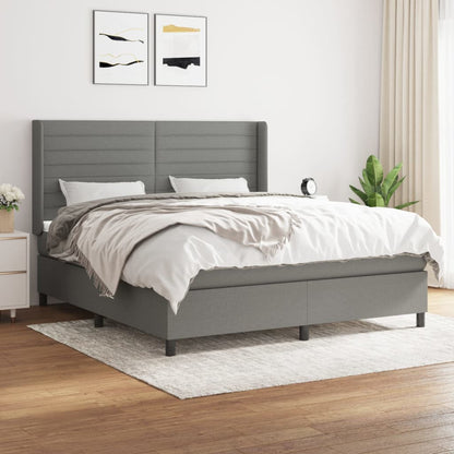 Boxspringbett Mit Matratze Stoff Dunkelgrau