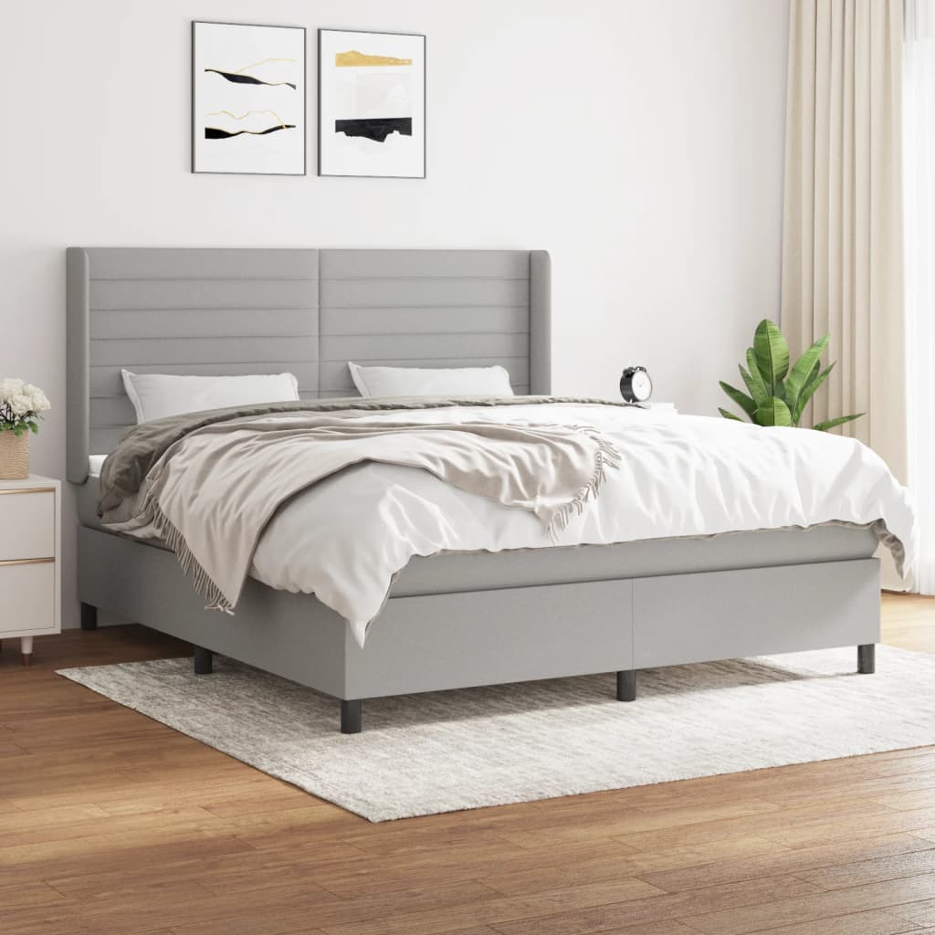 Boxspringbett Mit Matratze Stoff Hellgrau