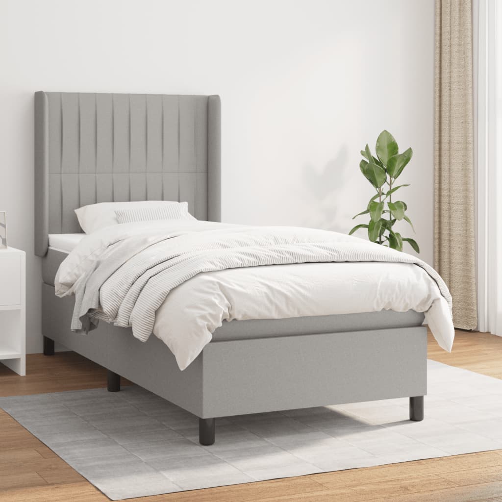 Boxspringbett Mit Matratze Stoff Hellgrau