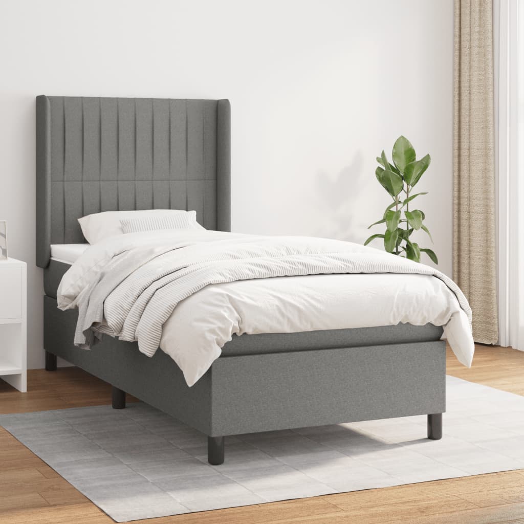 Boxspringbett Mit Matratze Stoff Dunkelgrau