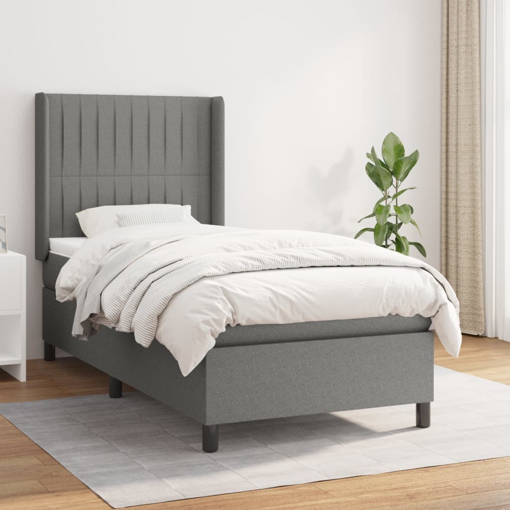 Boxspringbett Mit Matratze Stoff Dunkelgrau