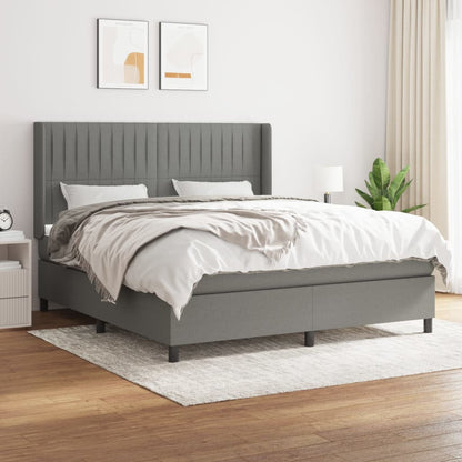 Boxspringbett Mit Matratze Stoff Dunkelgrau