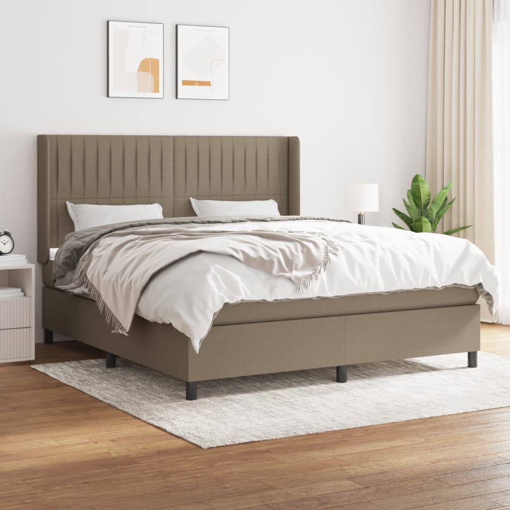 Boxspringbett Mit Matratze Stoff Taupe
