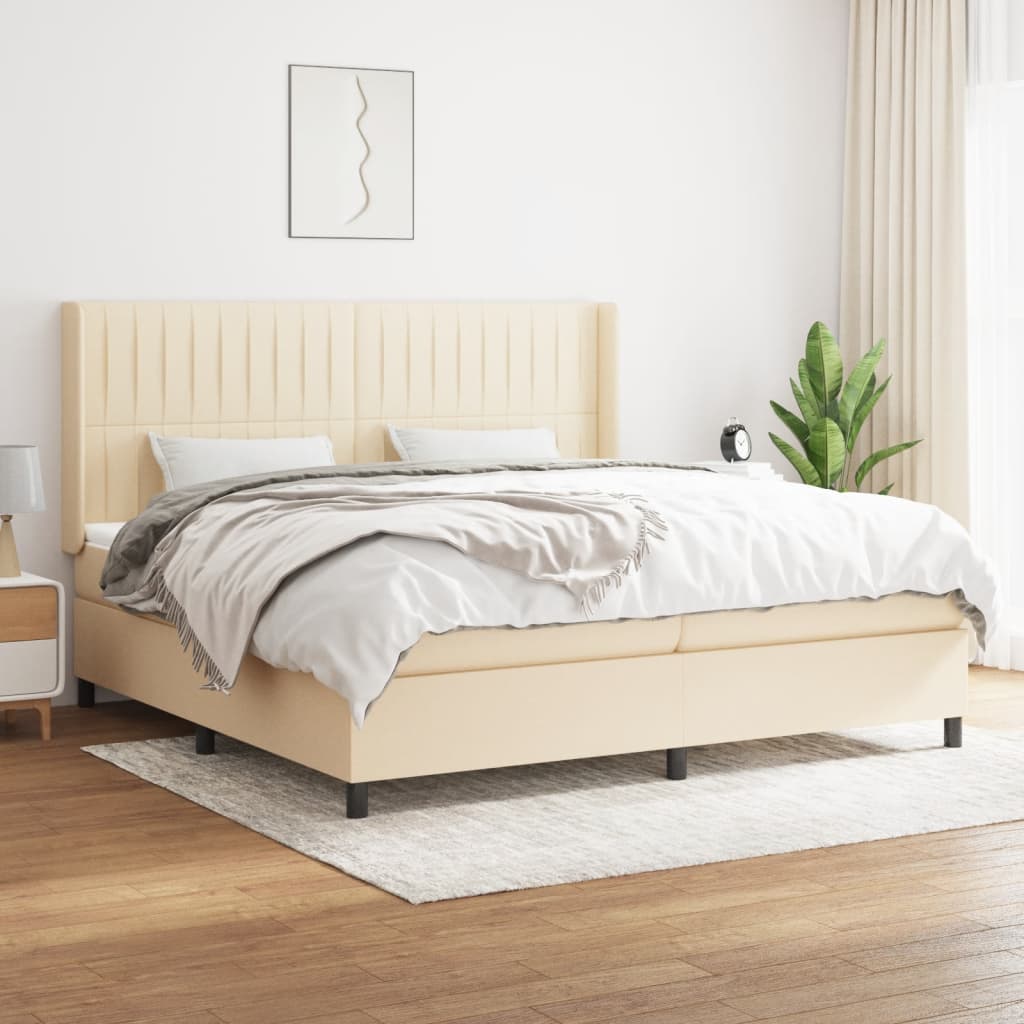 Boxspringbett Mit Matratze Stoff Creme