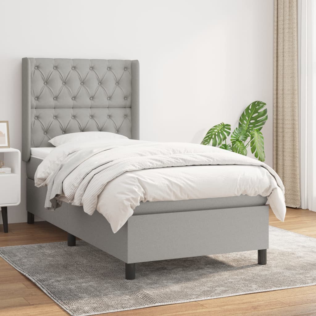 Boxspringbett Mit Matratze Stoff Hellgrau