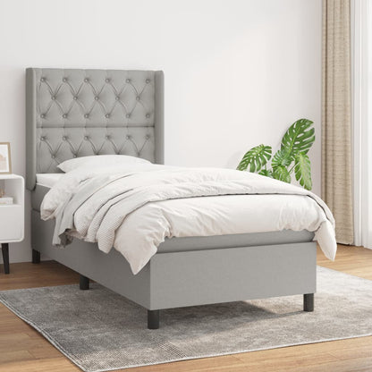 Boxspringbett Mit Matratze Stoff Hellgrau