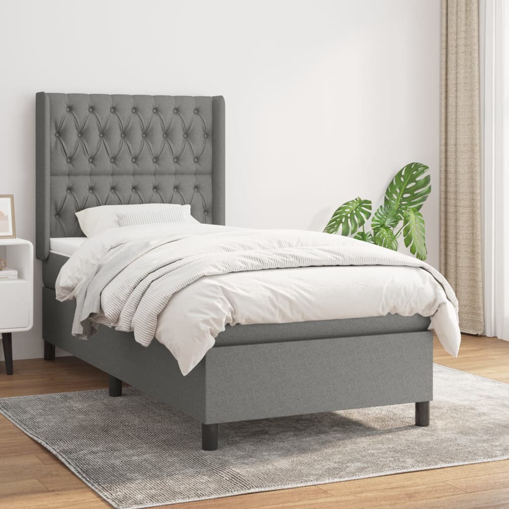Boxspringbett Mit Matratze Stoff Dunkelgrau