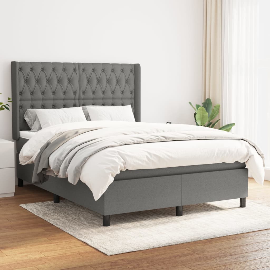 Boxspringbett Mit Matratze Stoff Dunkelgrau