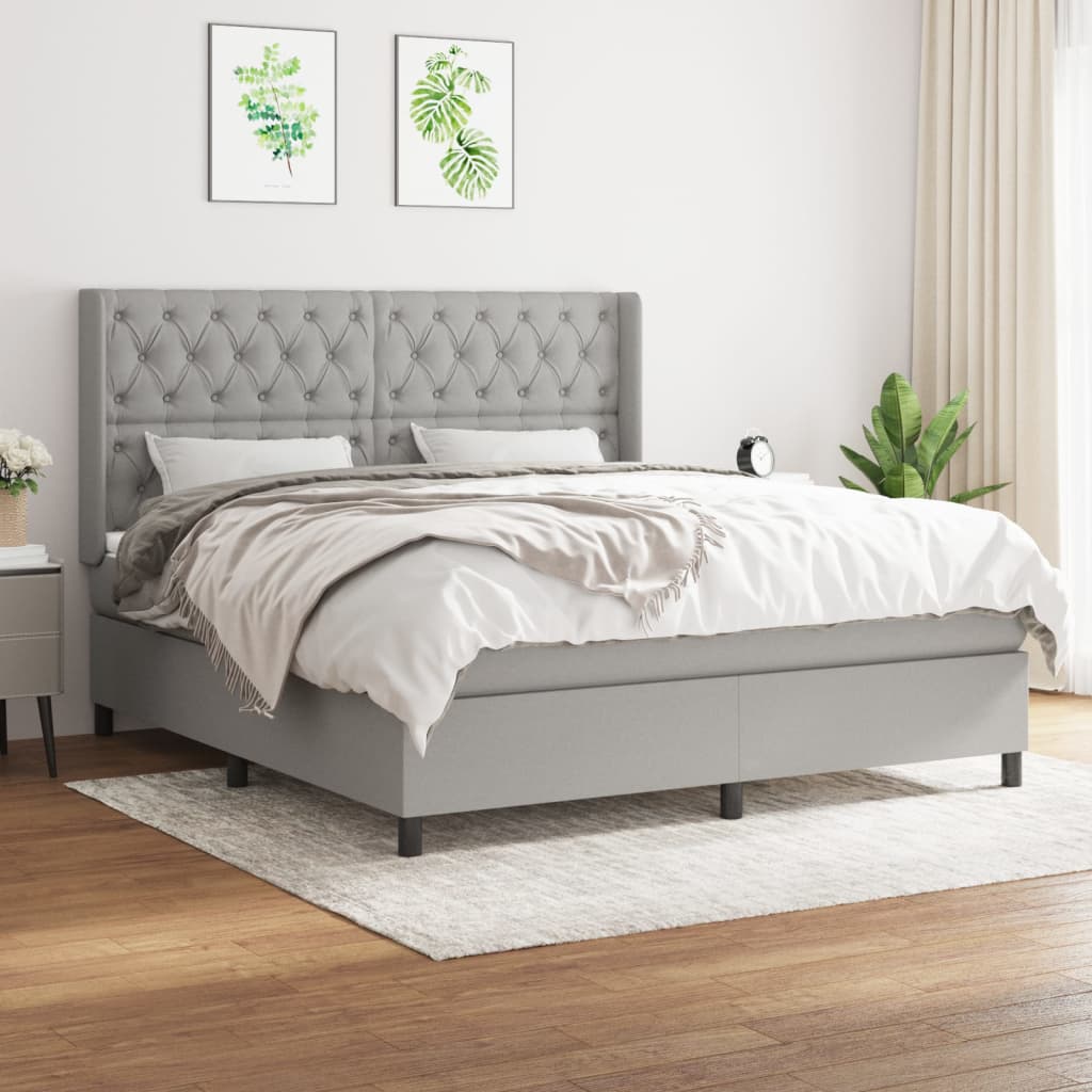 Boxspringbett Mit Matratze Stoff Hellgrau
