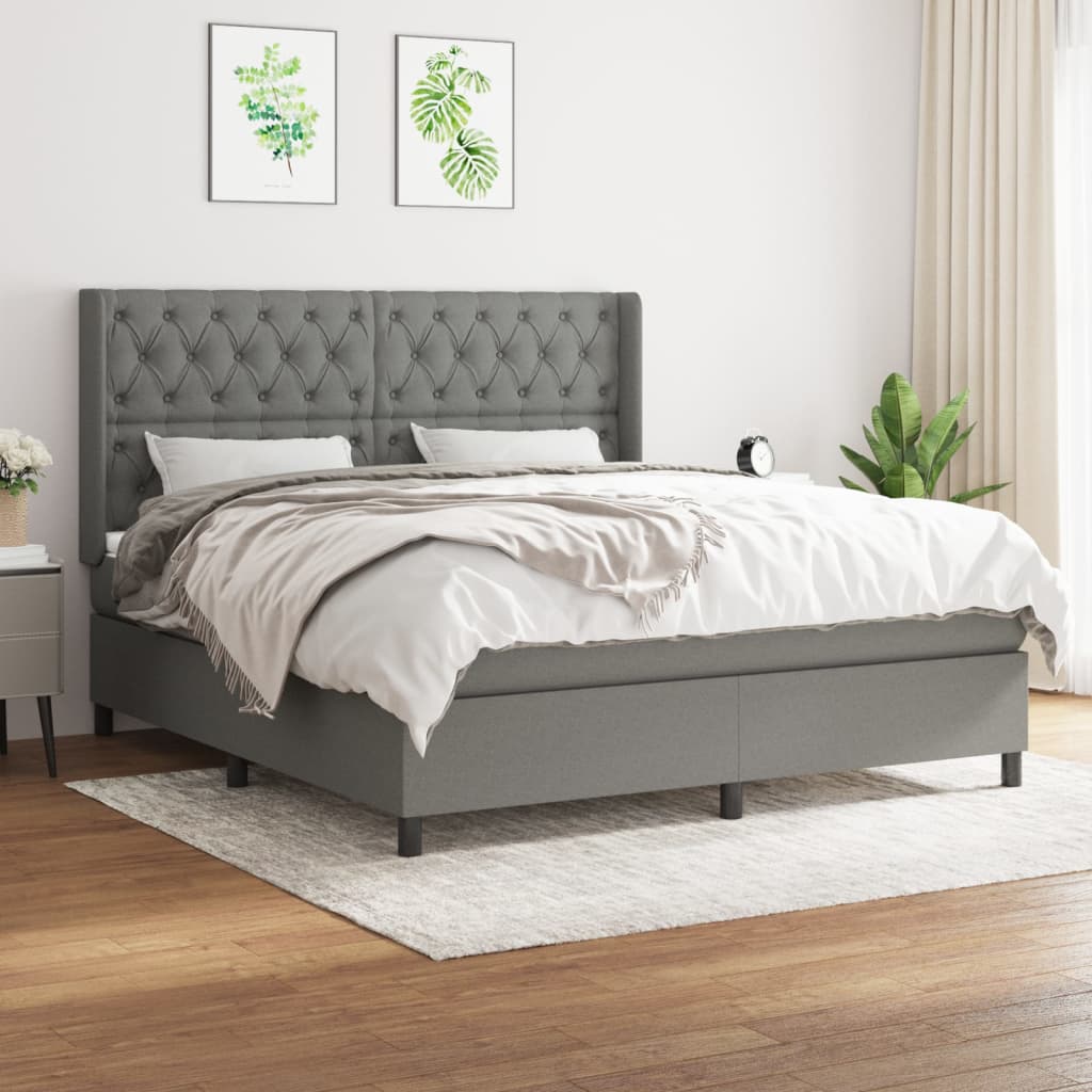 Boxspringbett Mit Matratze Stoff Dunkelgrau