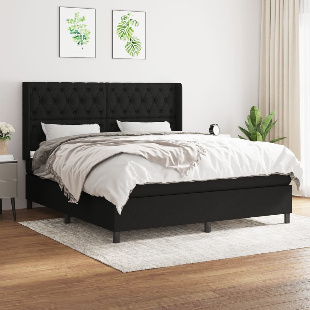 Boxspringbett Mit Matratze Stoff Schwarz
