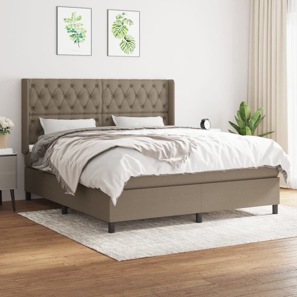 Boxspringbett Mit Matratze Stoff Taupe