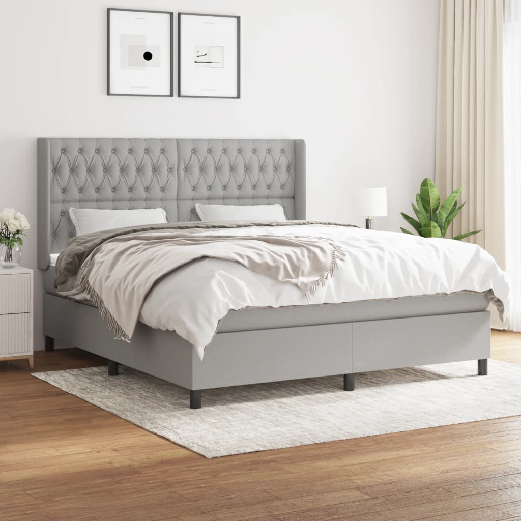 Boxspringbett Mit Matratze Stoff Hellgrau