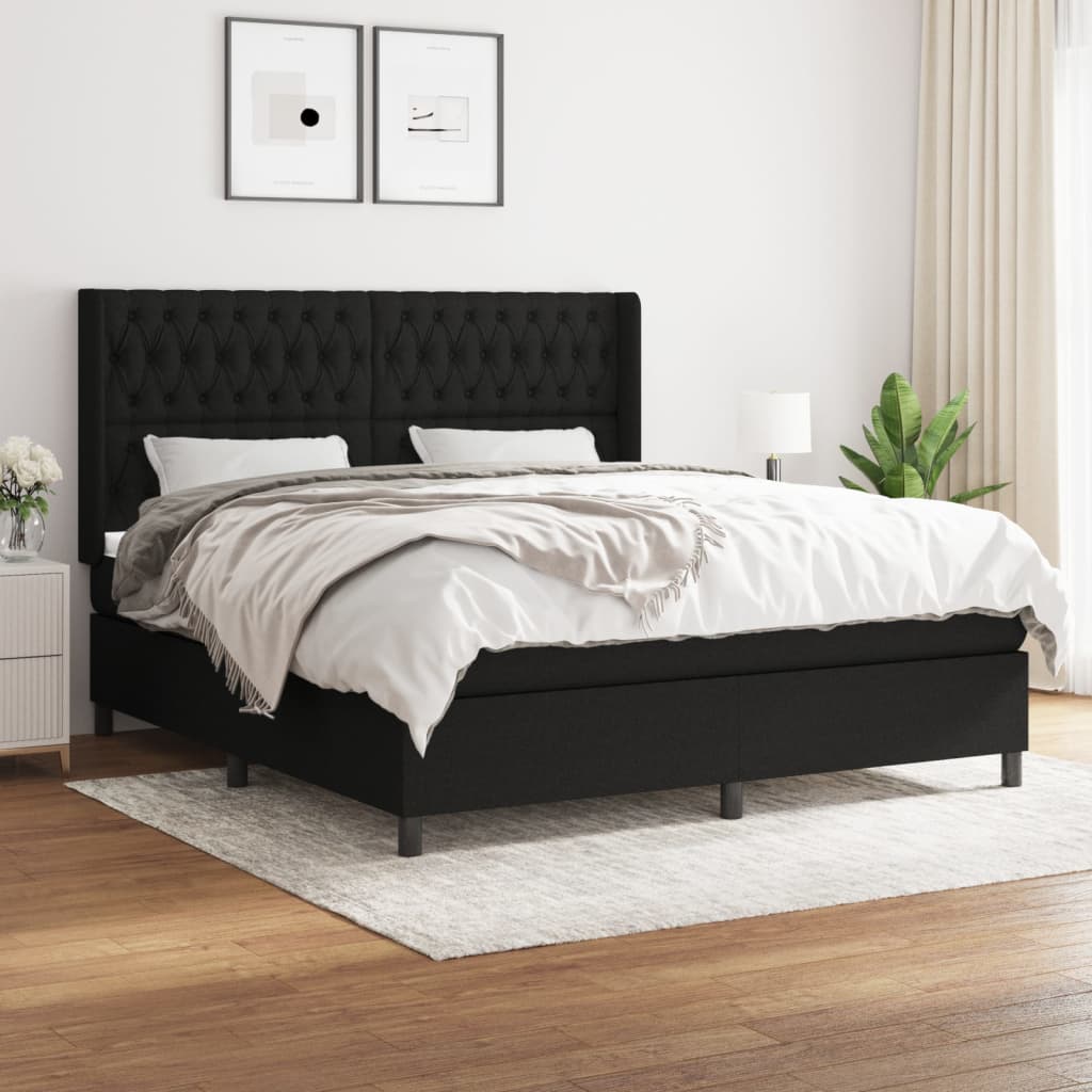 Boxspringbett Mit Matratze Stoff Schwarz