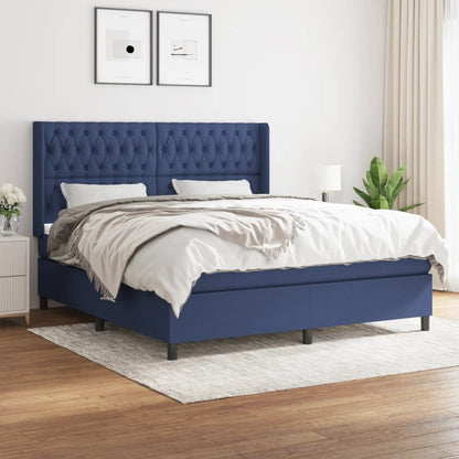 Boxspringbett Mit Matratze Stoff Blau