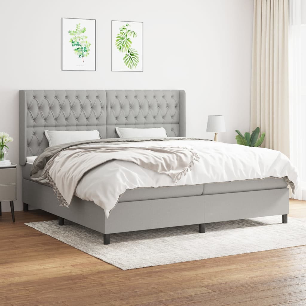 Boxspringbett Mit Matratze Stoff Hellgrau