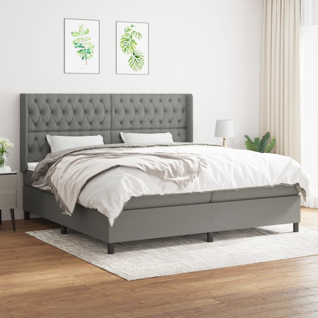 Boxspringbett Mit Matratze Stoff Dunkelgrau