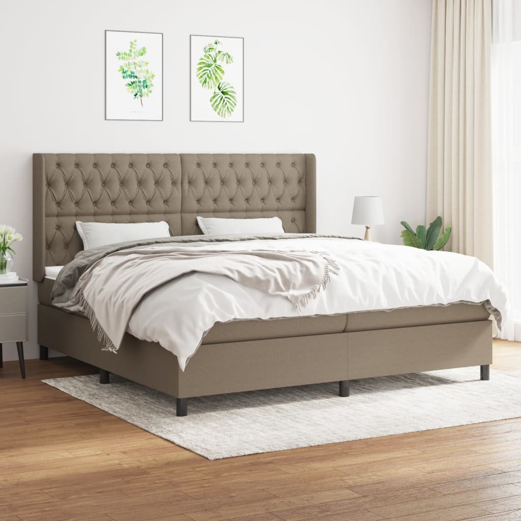 Boxspringbett Mit Matratze Stoff Taupe