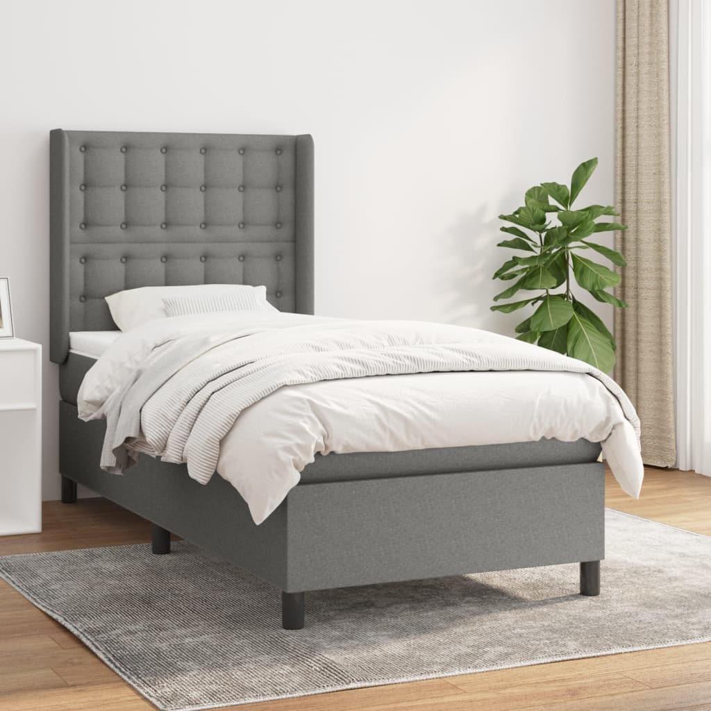 Boxspringbett Mit Matratze Stoff Dunkelgrau