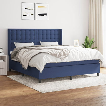 Boxspringbett Mit Matratze Stoff Blau
