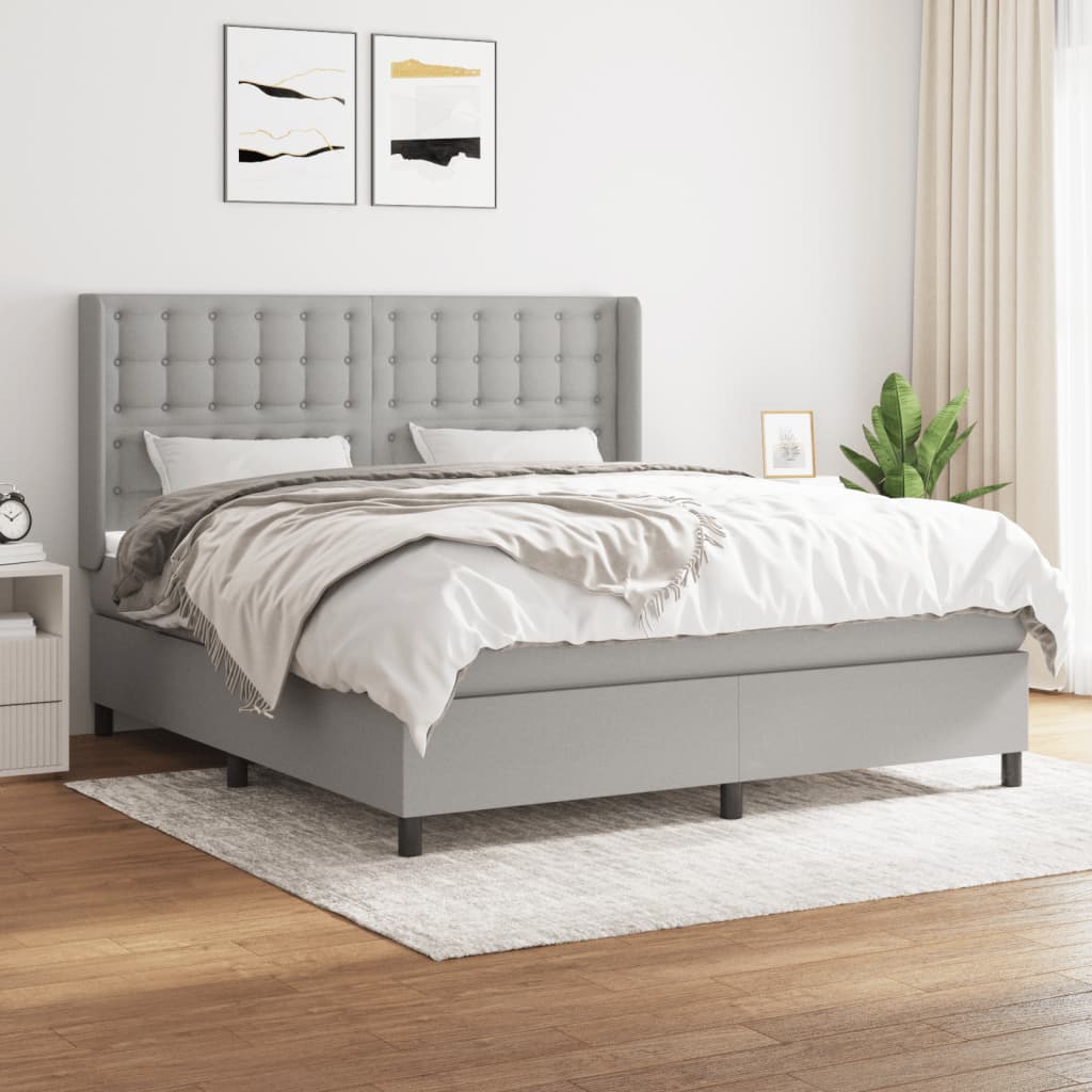 Boxspringbett Mit Matratze Stoff Hellgrau