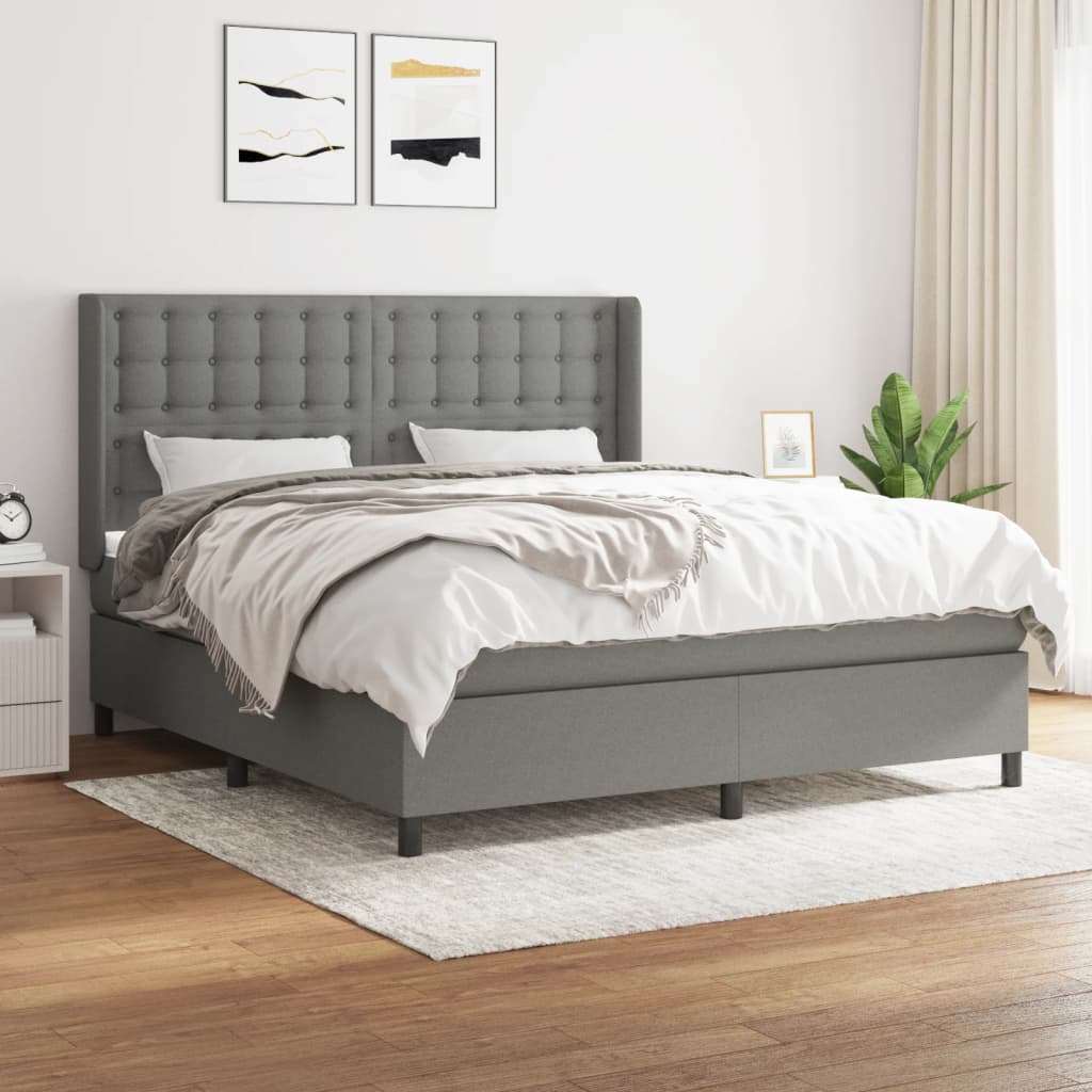 Boxspringbett Mit Matratze Stoff Dunkelgrau