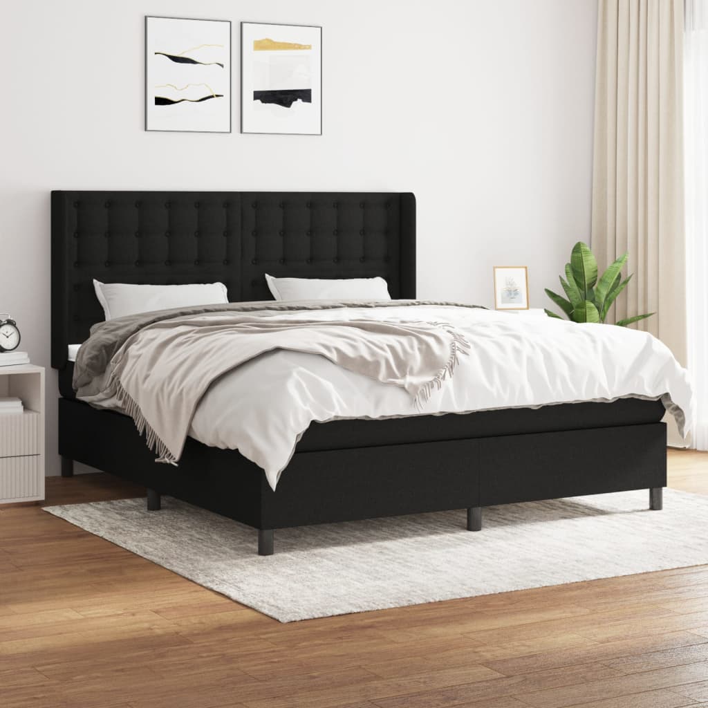Boxspringbett Mit Matratze Stoff Schwarz