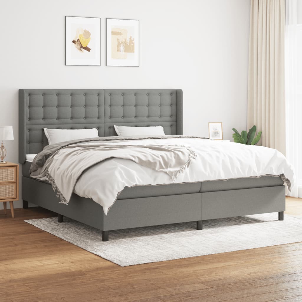 Boxspringbett Mit Matratze Stoff Dunkelgrau