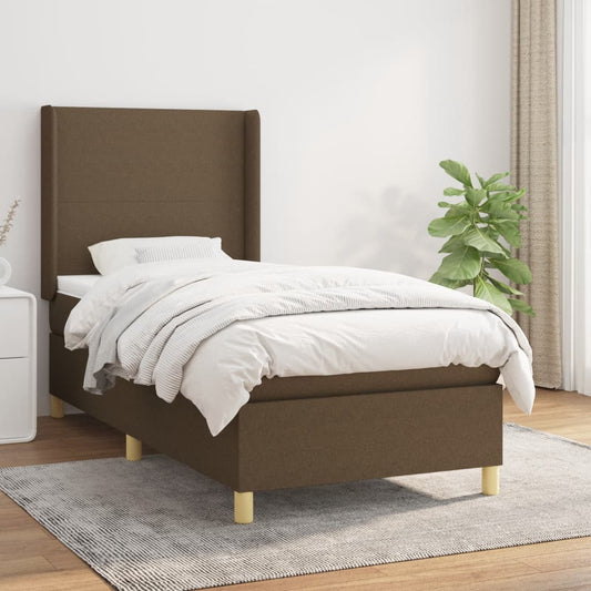 Boxspringbett Mit Matratze Stoff Dunkelbraun