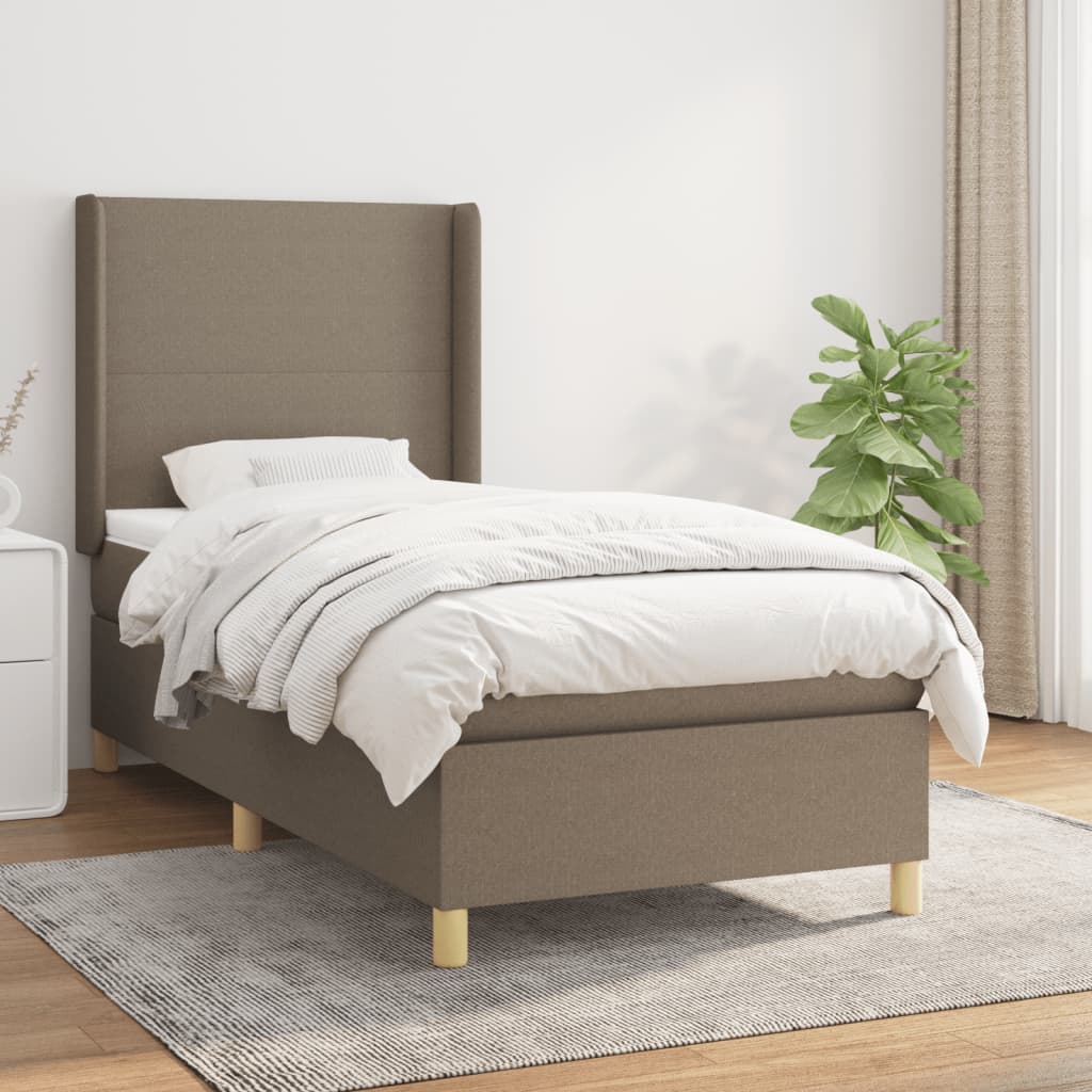 Boxspringbett Mit Matratze Stoff Taupe
