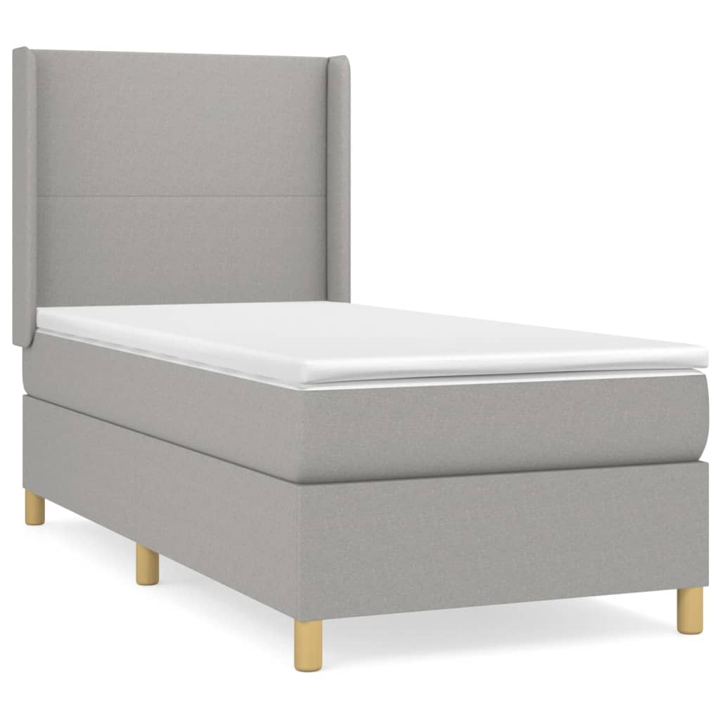 Boxspringbett Mit Matratze Stoff Hellgrau