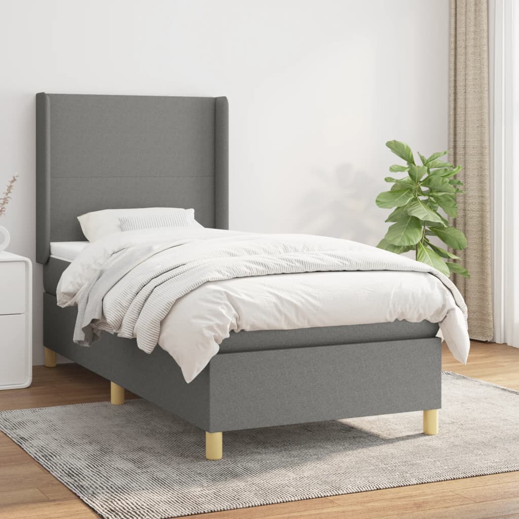 Boxspringbett Mit Matratze Stoff Dunkelgrau