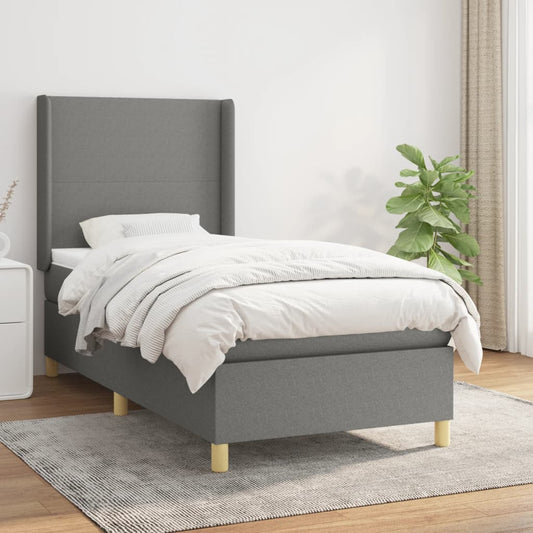 Boxspringbett Mit Matratze Stoff Dunkelgrau