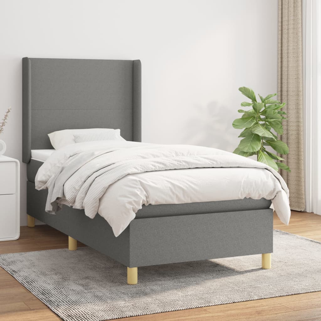 Boxspringbett Mit Matratze Stoff Dunkelgrau