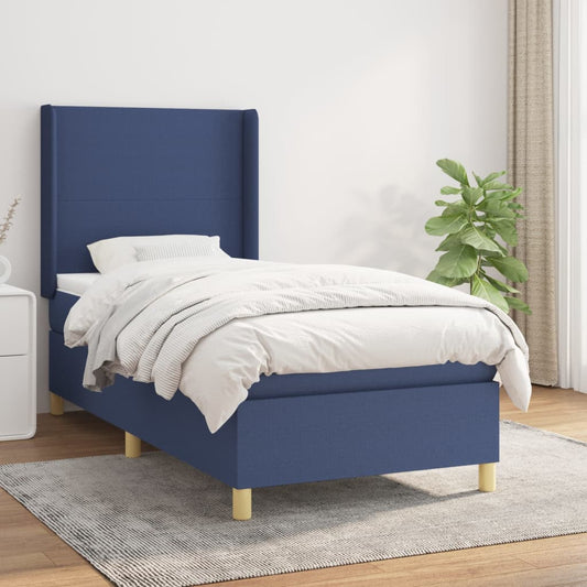 Boxspringbett Mit Matratze Stoff Blau