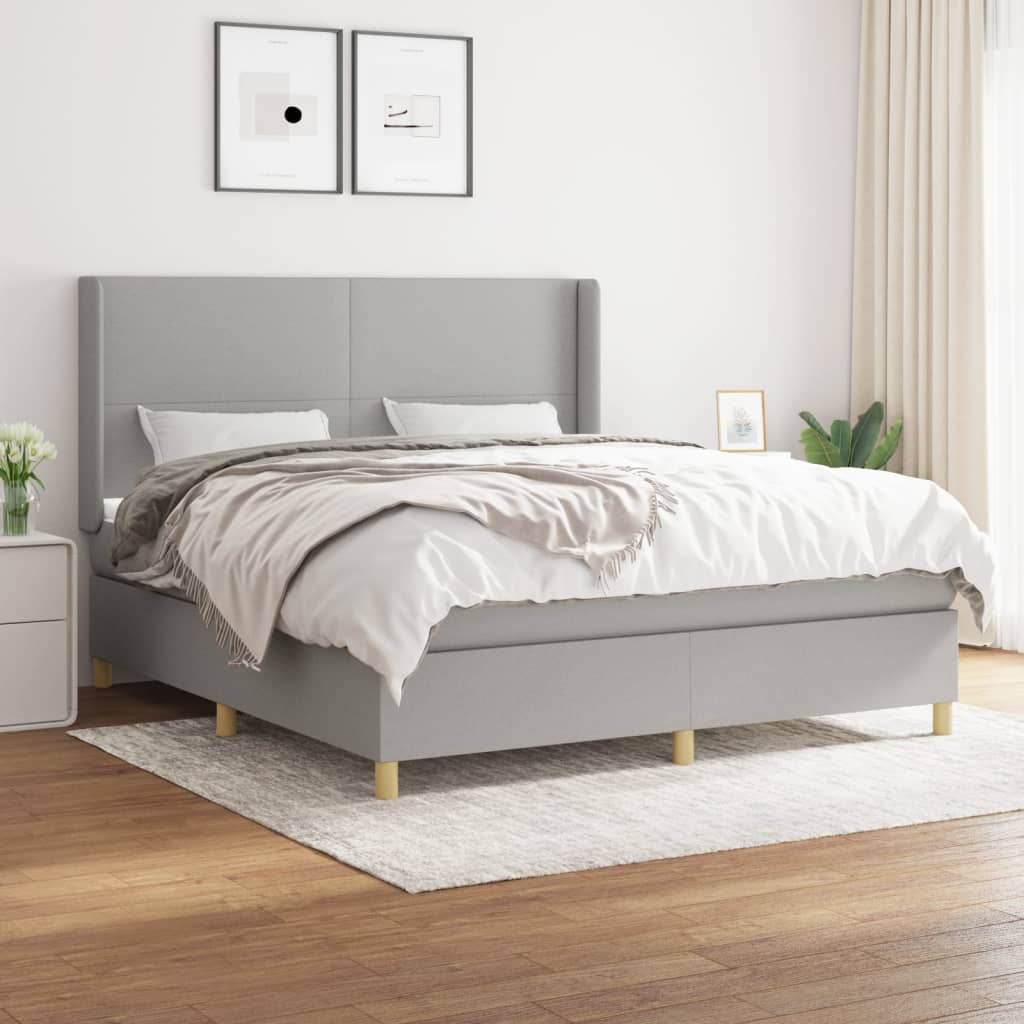Boxspringbett Mit Matratze Stoff Hellgrau