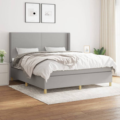 Boxspringbett Mit Matratze Stoff Hellgrau