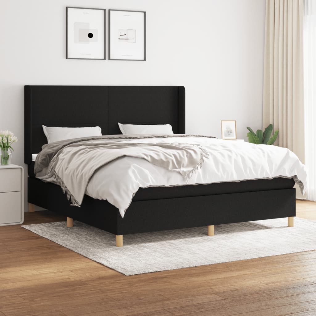 Boxspringbett Mit Matratze Stoff Schwarz