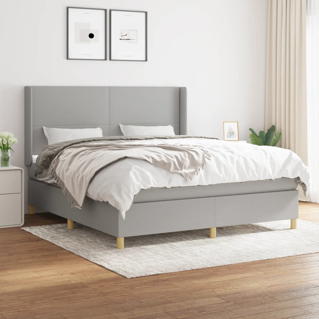 Boxspringbett Mit Matratze Stoff Hellgrau