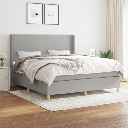 Boxspringbett Mit Matratze Stoff Hellgrau