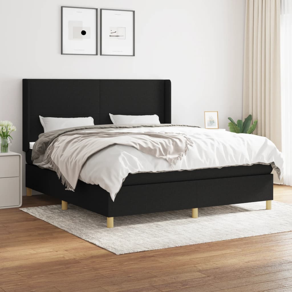 Boxspringbett Mit Matratze Stoff Schwarz