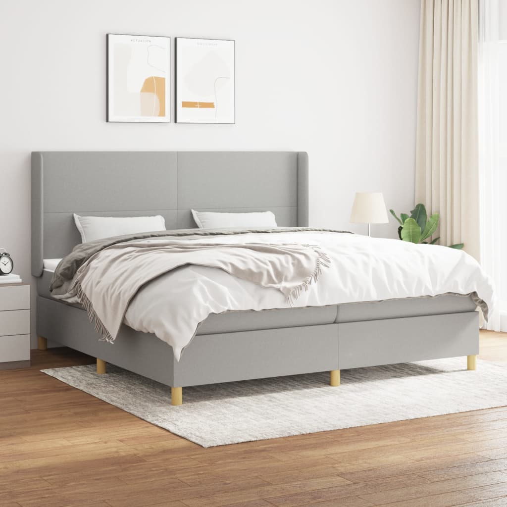 Boxspringbett Mit Matratze Stoff Hellgrau
