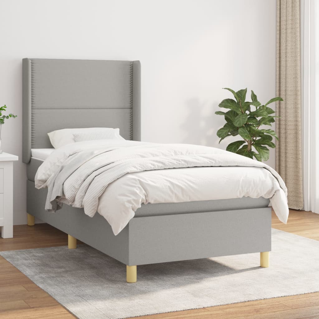 Boxspringbett Mit Matratze Stoff Hellgrau