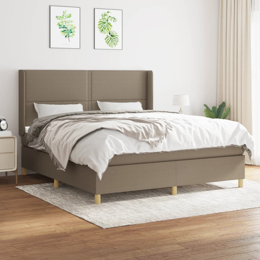 Boxspringbett Mit Matratze Stoff Taupe