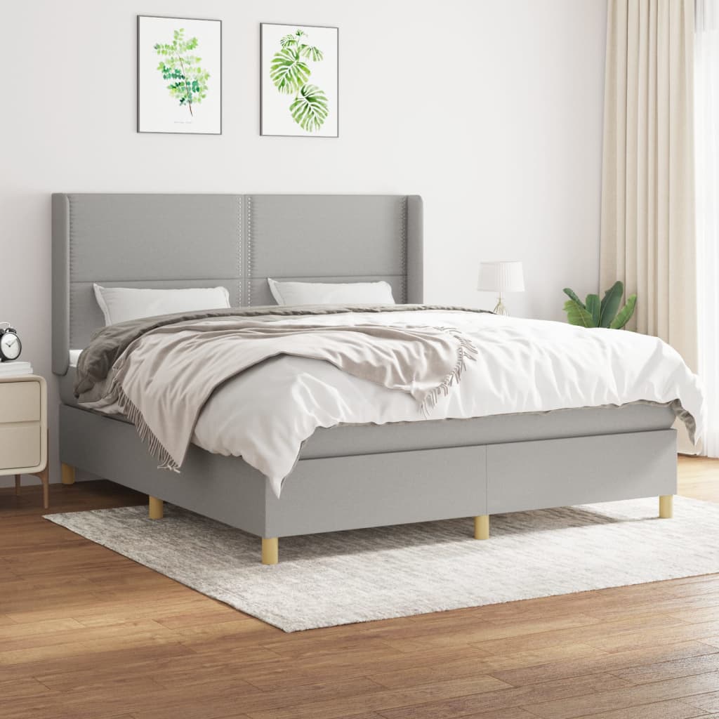 Boxspringbett Mit Matratze Stoff Hellgrau