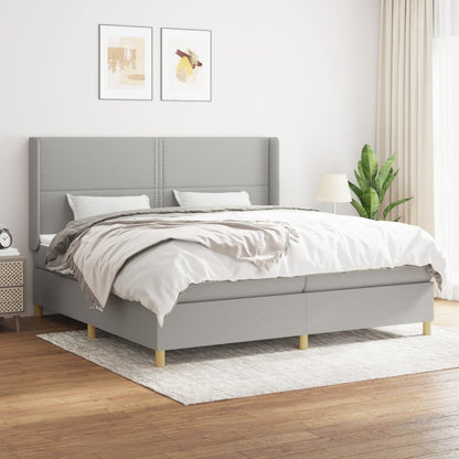 Boxspringbett Mit Matratze Stoff Hellgrau