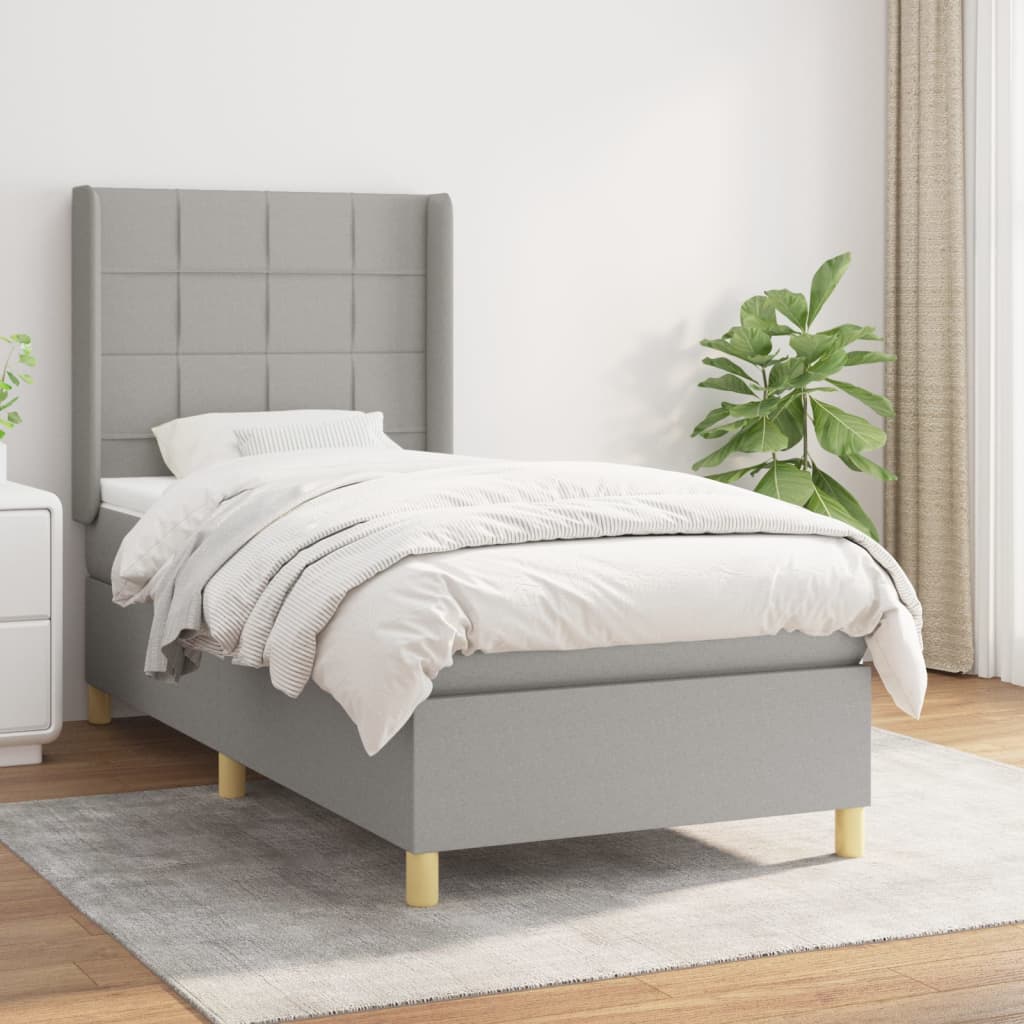 Boxspringbett Mit Matratze Stoff Hellgrau