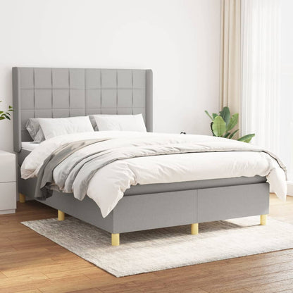 Boxspringbett Mit Matratze Stoff Hellgrau