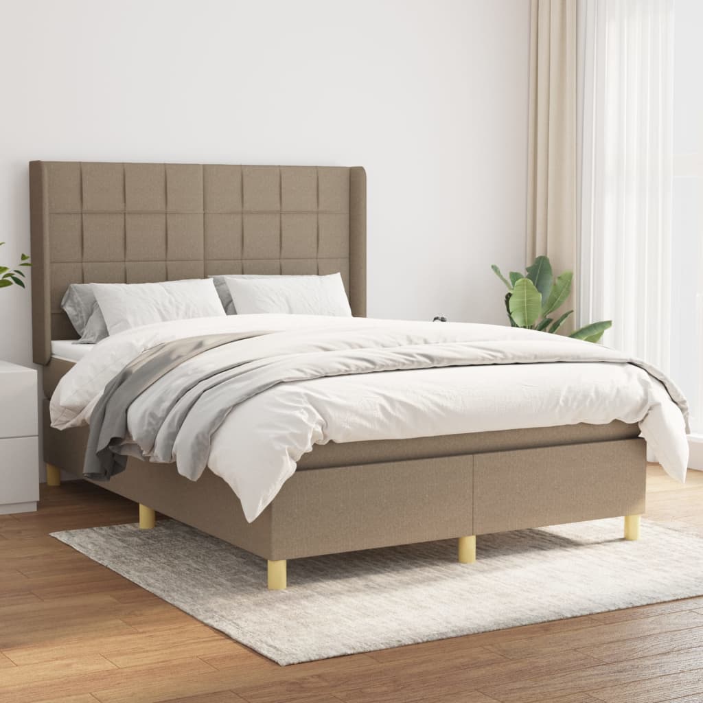 Boxspringbett Mit Matratze Stoff Taupe